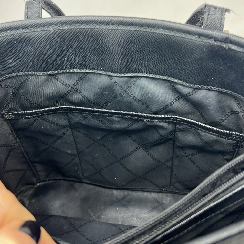 Michael Kors Jet Set Medium Black Saffiano Leather Tote Hand Bag - Picture 11 of 13